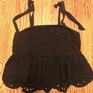 JCREW - TIE-SHOULDER EYELET TOP